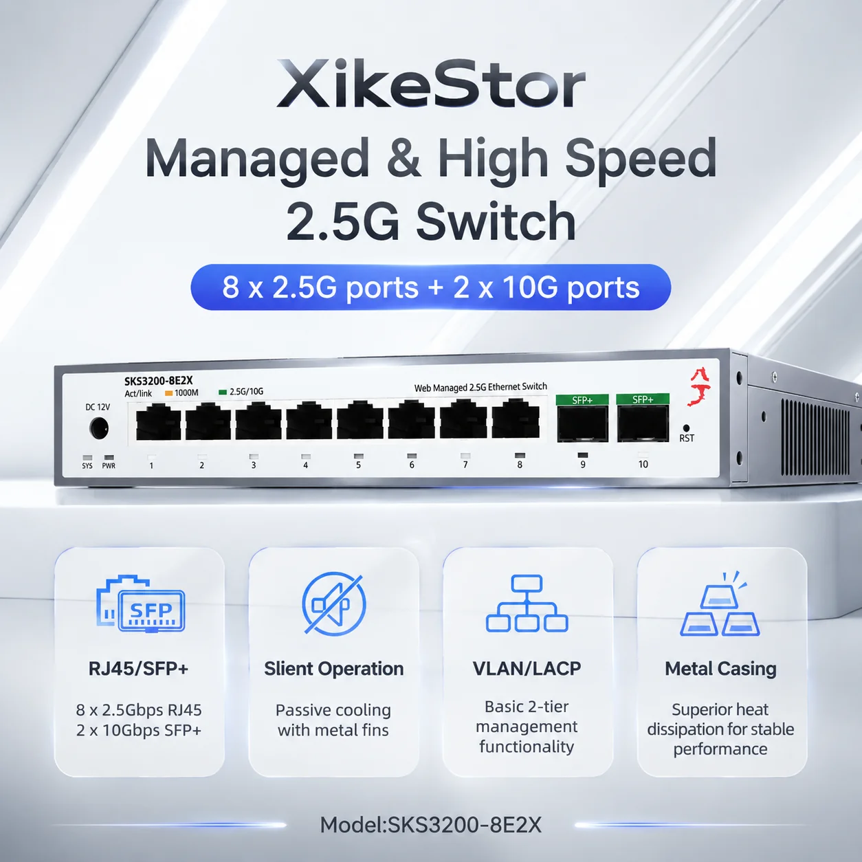 XikeStor SKS3200-8E2X 8-Port 2 - Sfp+ 10G Managed Switch 8 Port review and price